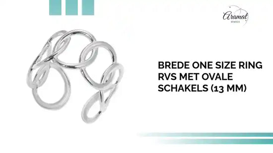 Brede One Size Ring RVS met Ovale Schakels (13 mm) by@Outfy