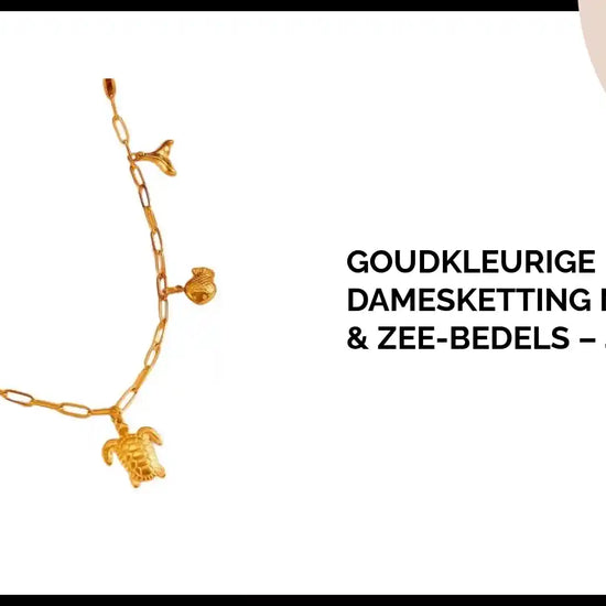 Goudkleurige damesketting met parel &amp; zee-bedels &ndash; 45 cm by@Outfy