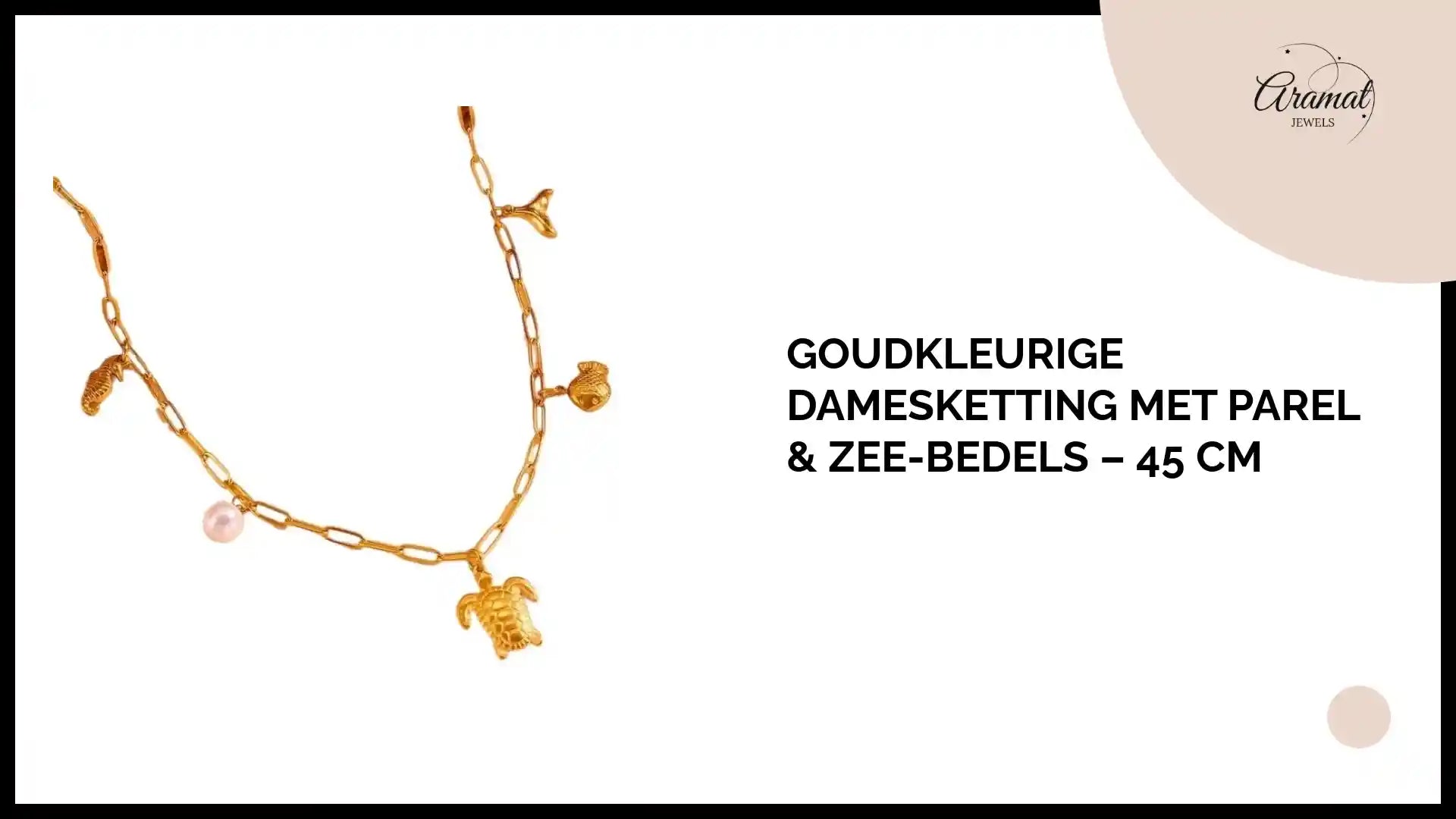 Goudkleurige damesketting met parel &amp; zee-bedels &ndash; 45 cm by@Outfy
