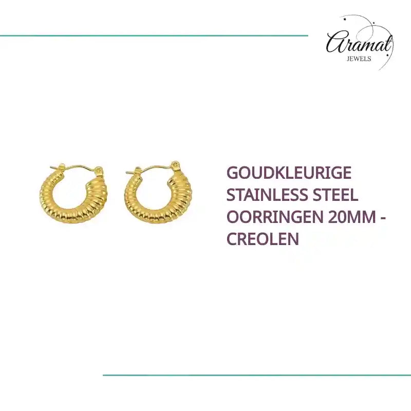 Goudkleurige Stainless Steel Oorringen 20mm - Creolen by@Outfy