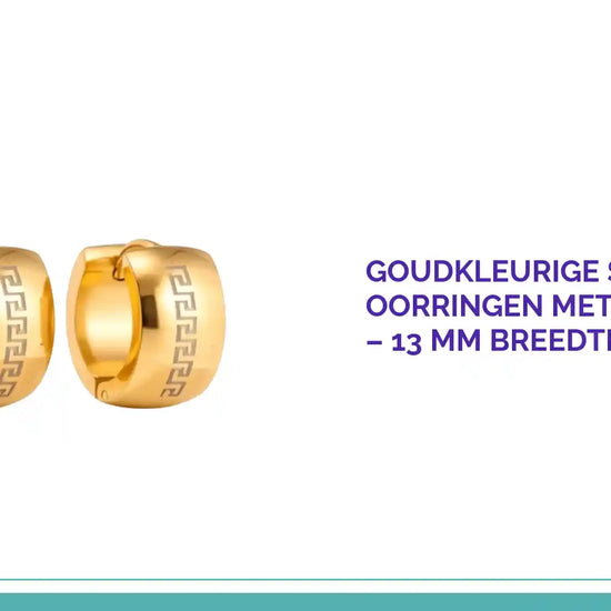 Goudkleurige Stalen Oorringen met Grieks Motief &ndash; 13 mm Breedte 7 mm by@Outfy