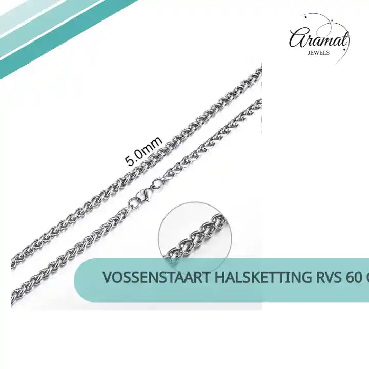 Vossenstaart Halsketting RVS 60 cm &ndash; 5 mm by@Outfy