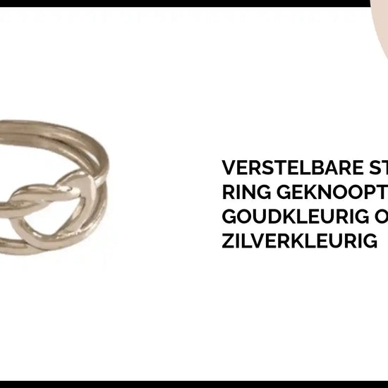 Verstelbare Stalen Ring Geknoopt Hartje &ndash; Goudkleurig of Zilverkleurig by@Outfy