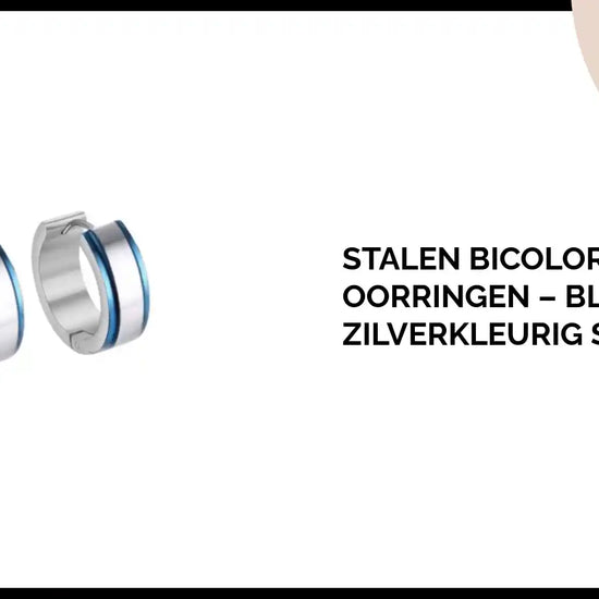 Stalen Bicolor Oorringen &ndash; Blauw en Zilverkleurig Staal by@Outfy