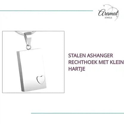 Stalen Ashanger Rechthoek met Klein Hartje by@Outfy