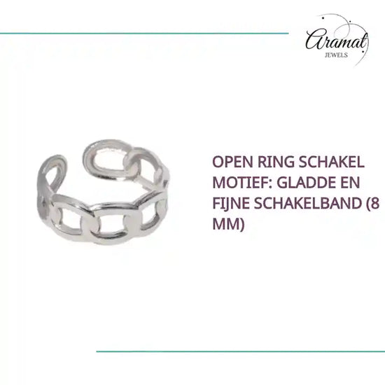 Open Ring Schakel Motief: Gladde en Fijne Schakelband (8 mm) by@Outfy