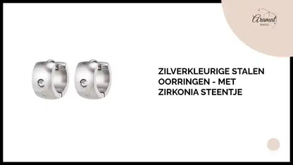 Zilverkleurige Stalen Oorringen - Met Zirkonia Steentje by@Outfy