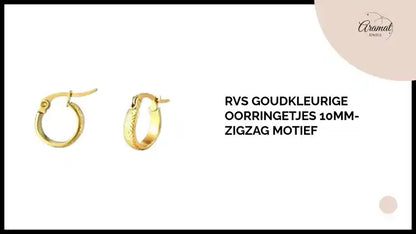 RVS Goudkleurige Oorringetjes 10mm- zigzag motief by@Outfy