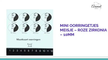 Mini Oorringetjes Meisje &ndash; Roze Zirkonia &ndash; 10mm by@Outfy