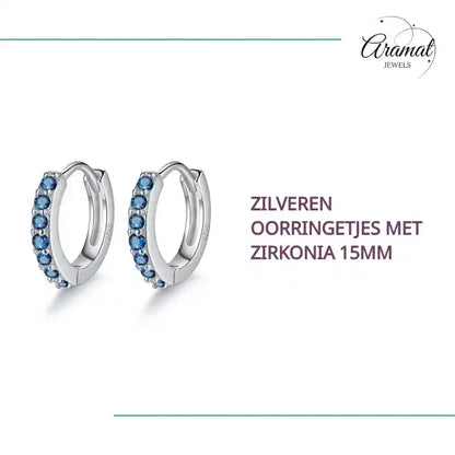 Zilveren Oorringetjes met Zirkonia 15mm by@Outfy