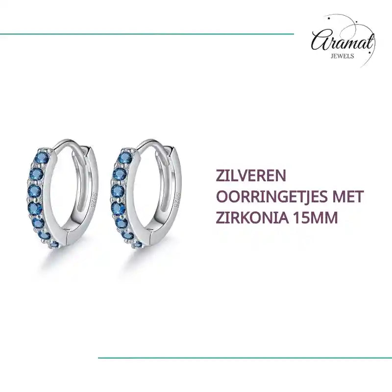 Zilveren Oorringetjes met Zirkonia 15mm by@Outfy