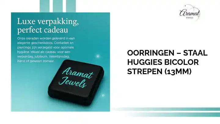 Oorringen &ndash; Staal Huggies Bicolor Strepen (13mm) by@Outfy