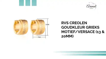 RVS Creolen Goudkleur Grieks Motief/Versace (13 &amp; 20mm) by@Outfy