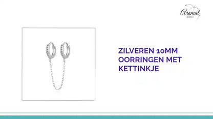 Zilveren 10mm Oorringen met Kettinkje by@Outfy
