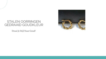 Stalen oorringen gedraaid Goudkleur by@Outfy