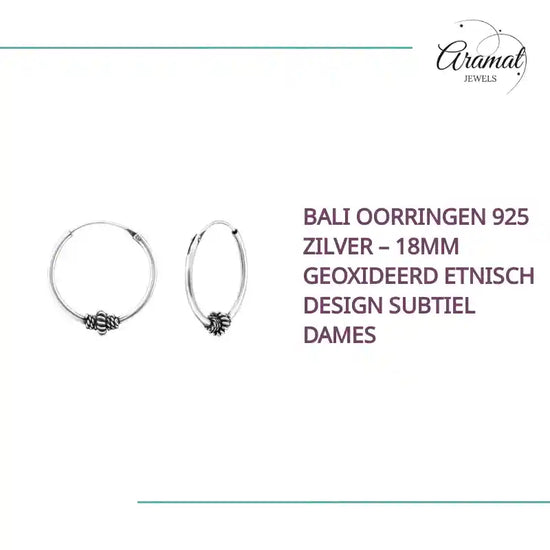 Bali Oorringen 925 Zilver &ndash; 18mm Geoxideerd Etnisch Design Subtiel Dames by@Outfy