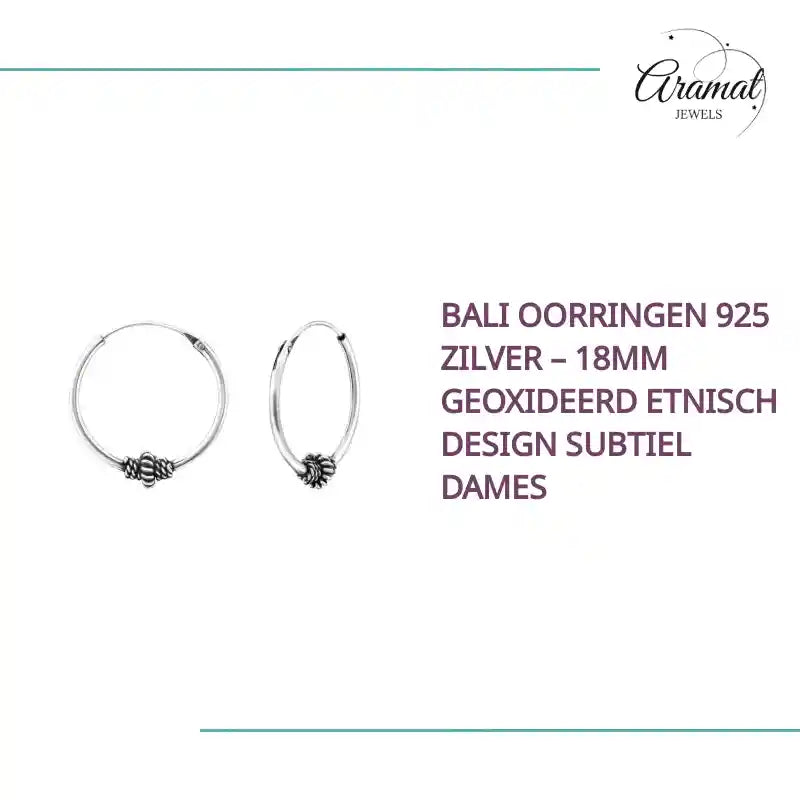 Bali Oorringen 925 Zilver &ndash; 18mm Geoxideerd Etnisch Design Subtiel Dames by@Outfy
