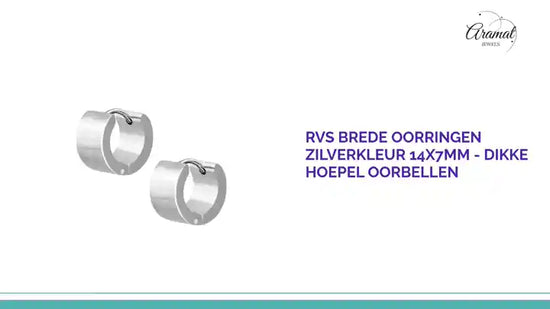 RVS Brede Oorringen Zilverkleur 14x7mm - Dikke Hoepel Oorbellen by@Outfy