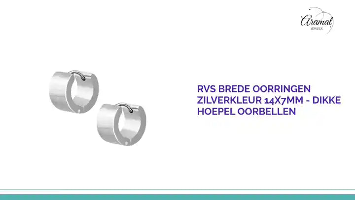 RVS Brede Oorringen Zilverkleur 14x7mm - Dikke Hoepel Oorbellen by@Outfy
