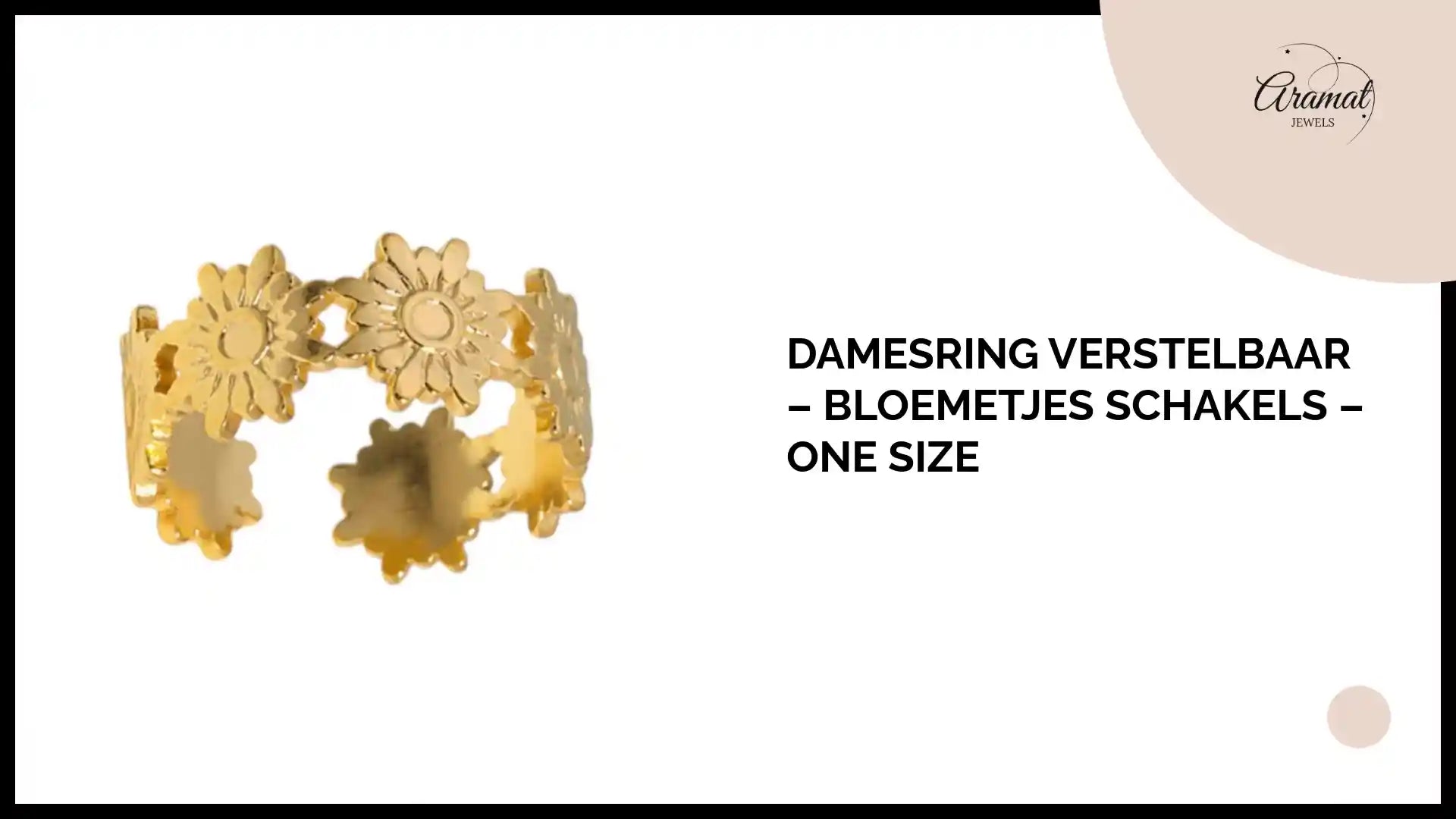 Damesring Verstelbaar &ndash; Bloemetjes Schakels &ndash; One Size by@Outfy