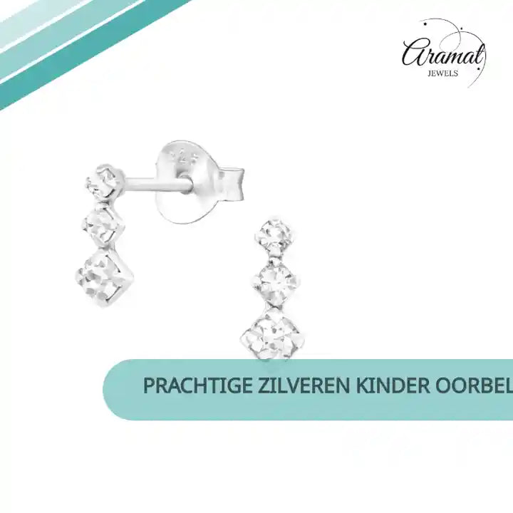 Prachtige Zilveren Kinder Oorbellen met Kristallen by@Outfy