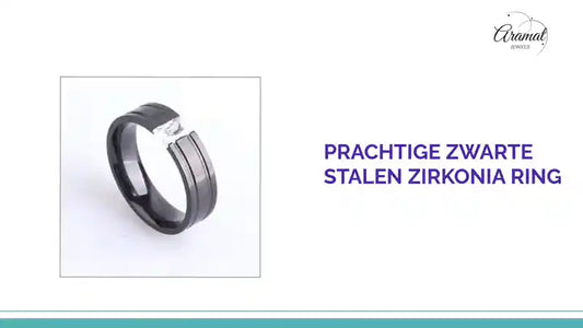 Prachtige Zwarte Stalen Zirkonia Ring by@Outfy