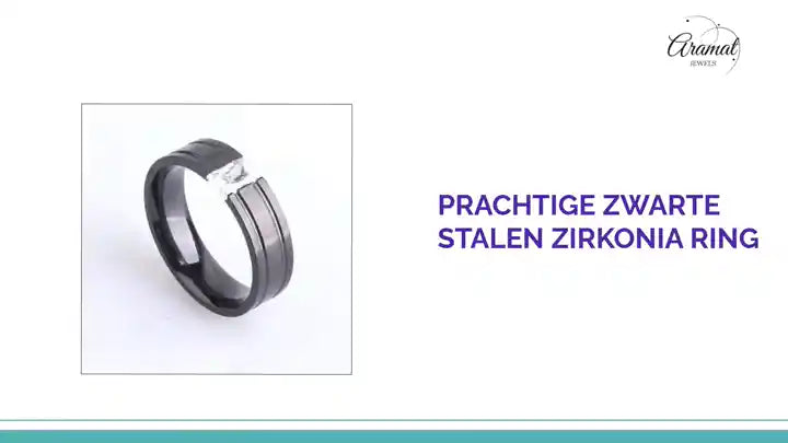 Prachtige Zwarte Stalen Zirkonia Ring by@Outfy