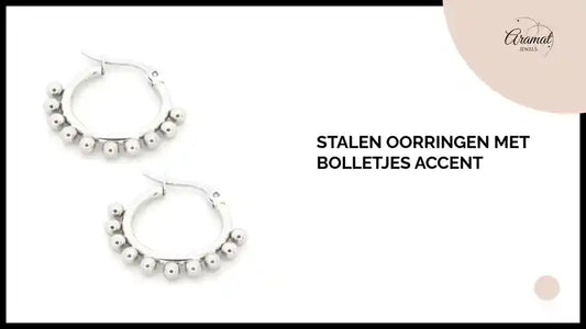 Stalen oorringen met bolletjes accent by@Outfy