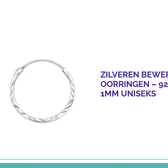Zilveren Bewerkte Huggies Oorringen &ndash; 925 Zilver 20mm 1mm Uniseks by@Outfy