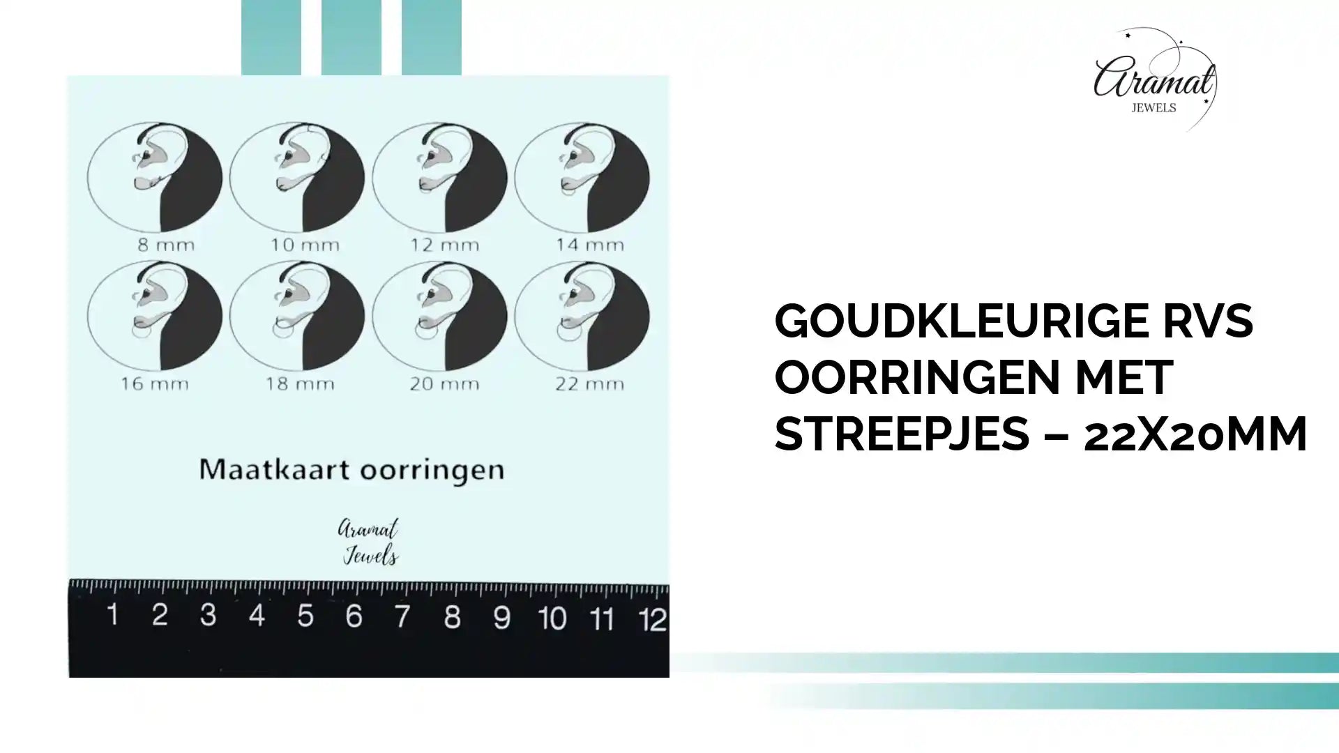 Goudkleurige RVS Oorringen met Streepjes &ndash; 22x20mm by@Outfy