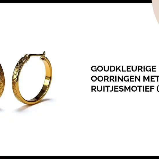 Goudkleurige RVS Oorringen met Ruitjesmotief (25 mm) by@Outfy