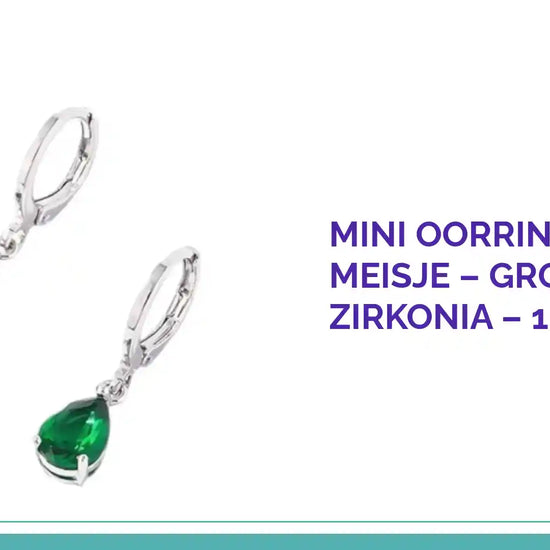 Mini Oorringetjes Meisje &ndash; Groene Zirkonia &ndash; 10mm by@Outfy