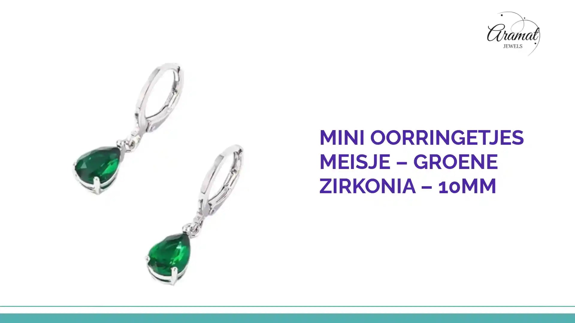 Mini Oorringetjes Meisje &ndash; Groene Zirkonia &ndash; 10mm by@Outfy