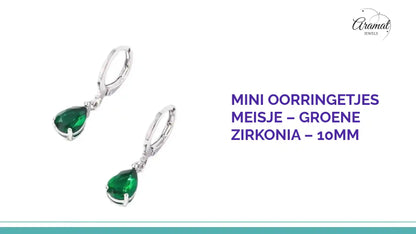 Mini Oorringetjes Meisje &ndash; Groene Zirkonia &ndash; 10mm by@Outfy