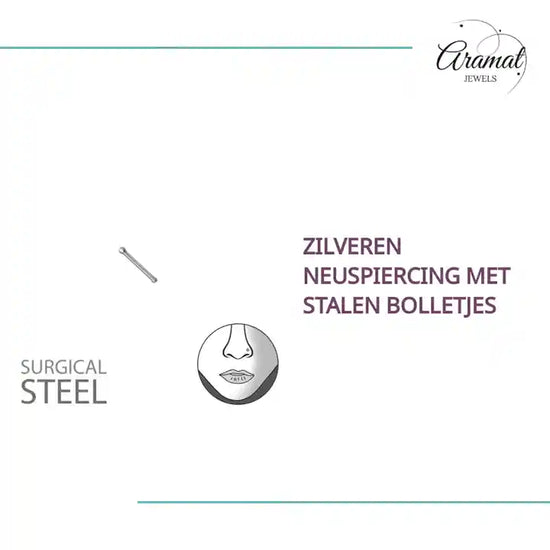 Zilveren Neuspiercing met Stalen Bolletjes by@Outfy