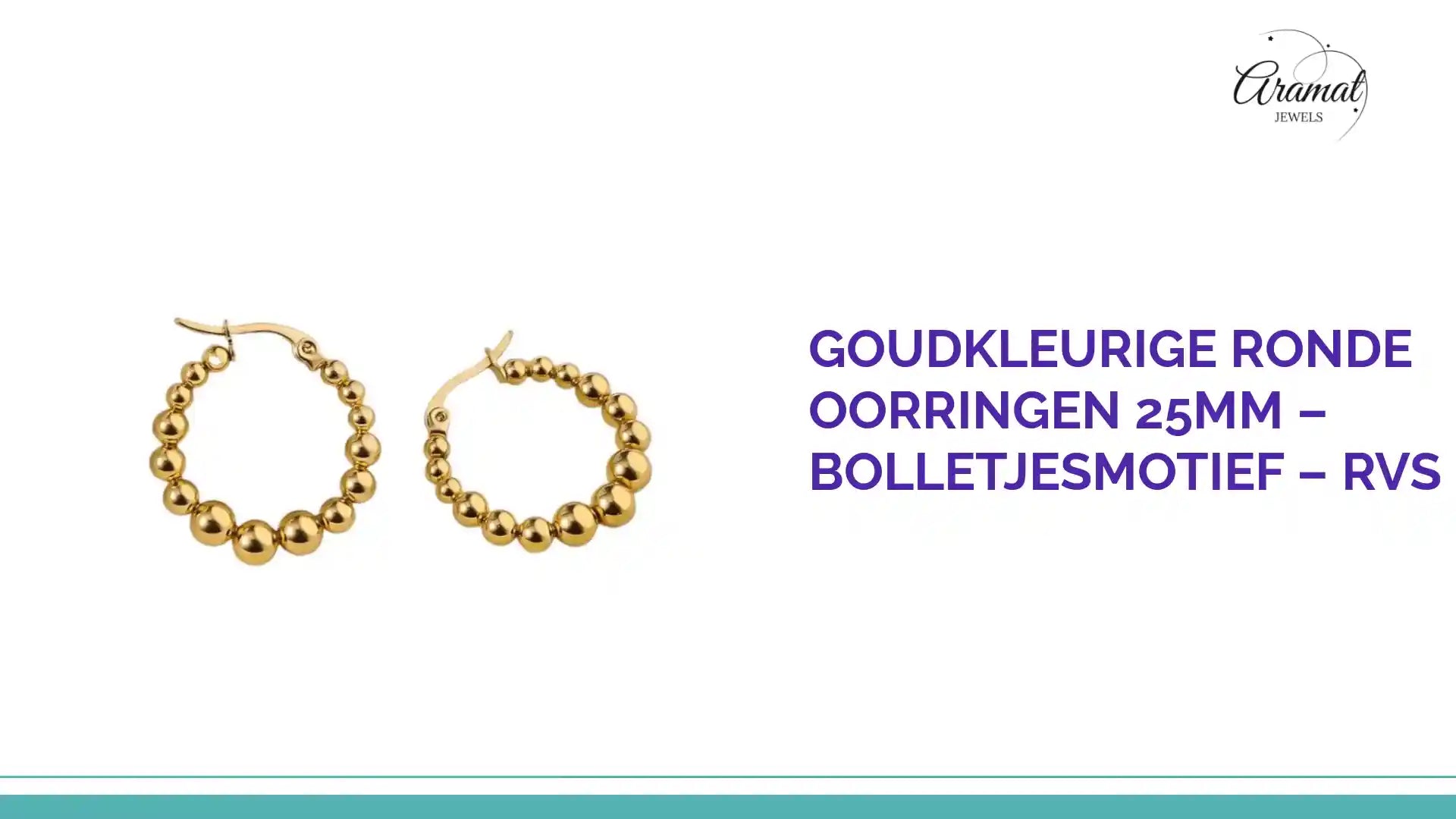 Goudkleurige Ronde Oorringen 25mm &ndash; Bolletjesmotief &ndash; RVS by@Outfy