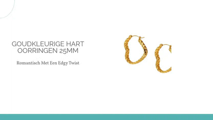 Goudkleurige Hart Oorringen 25mm by@Outfy