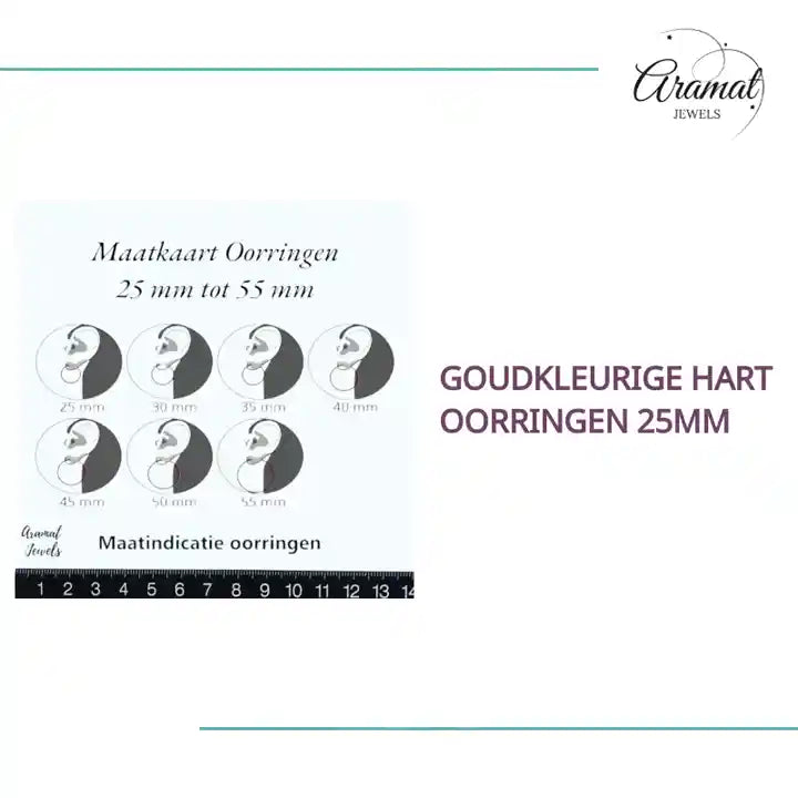 Goudkleurige Hart Oorringen 25mm by@Outfy