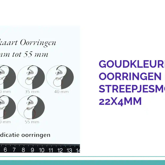 Goudkleurige RVS Oorringen met Streepjesmotief 22x4mm by@Outfy