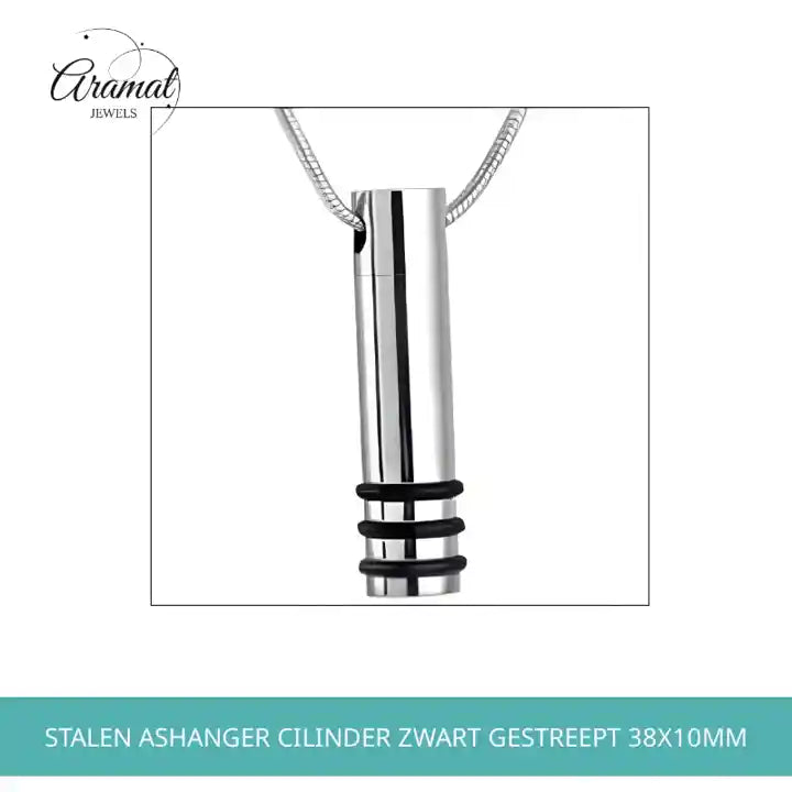 Stalen ashanger cilinder zwart gestreept 38x10mm by@Outfy