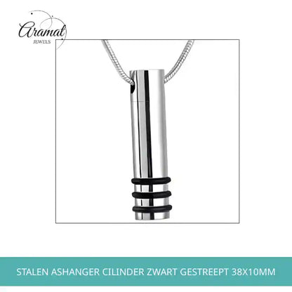 Stalen ashanger cilinder zwart gestreept 38x10mm by@Outfy