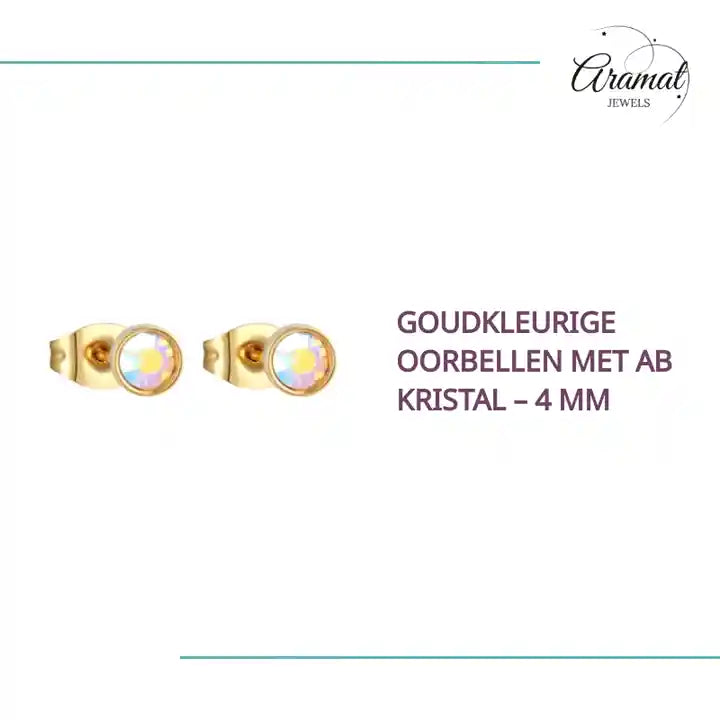 Goudkleurige oorbellen met AB kristal &ndash; 4 mm by@Outfy
