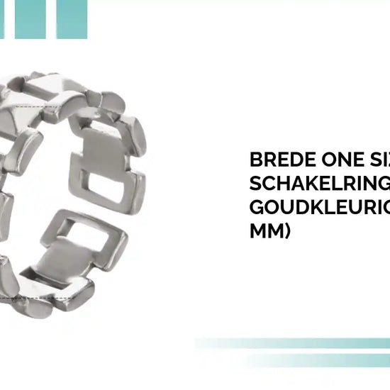 Brede One Size Schakelring van RVS - Goudkleurig of Zilver (9 mm) by@Outfy