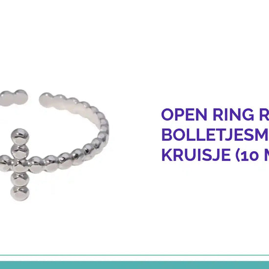 Open Ring RVS met Bolletjesmotief en Kruisje (10 mm) by@Outfy
