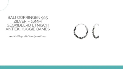 Bali Oorringen 925 Zilver &ndash; 16mm Geoxideerd Etnisch Antiek Huggie Dames by@Outfy