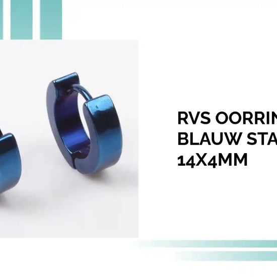 RVS oorringen blauw staal - 14x4mm by@Outfy