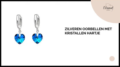 Zilveren Oorbellen met Kristallen Hartje by@Outfy