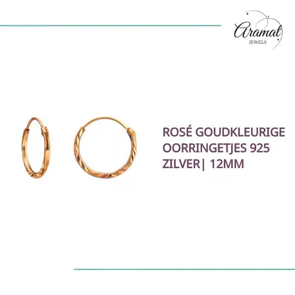 Ros&eacute; Goudkleurige Oorringetjes 925 Zilver| 12mm by@Outfy