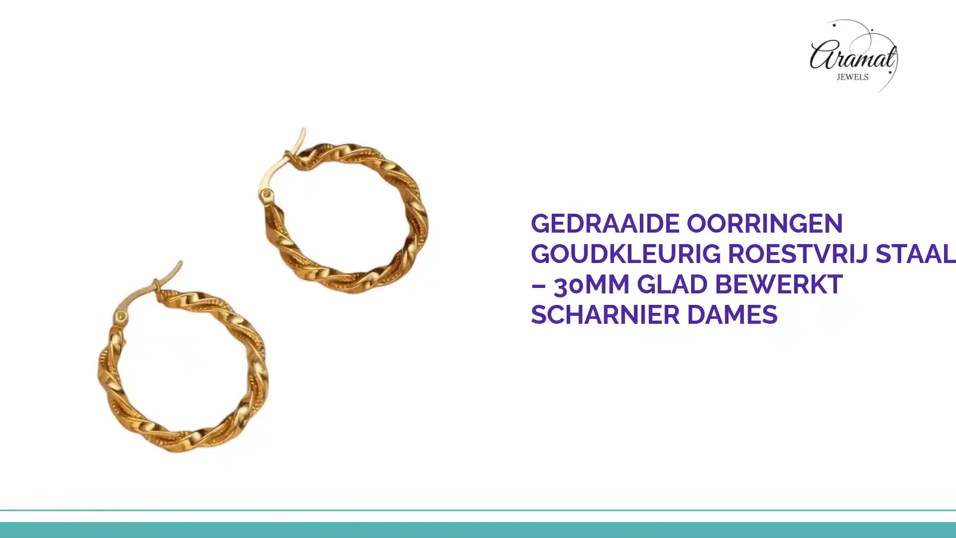 Gedraaide Oorringen Goudkleurig Roestvrij Staal &ndash; 30mm Glad Bewerkt Scharnier Dames by@Outfy