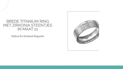 Brede Titanium Ring met Zirkonia Steentjes in Maat 21 by@Outfy